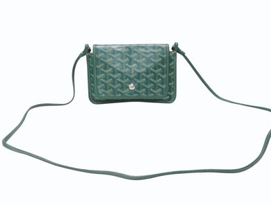 GOYARD ゴヤール プリュメ ポーチウォレット ショルダーバッグ PLUMETPMLTY09CL09P レザー グリーン シルバー金具 美品 中古 4b004865
