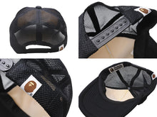 画像をギャラリービューアに読み込む, A BATHING APE アベイシングエイプ エイプヘッド ロゴ メッシュキャップ 帽子 ブラック ホワイト フリーサイズ 美品 中古 4b004879