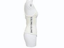 Load image into Gallery viewer, CELINE セリーヌ ボディスーツ トップス 2A08V372N ハーフジップ サイドロゴ コットンリブ アイボリー 美品 中古 4b004935