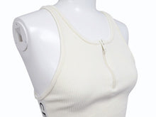 Load image into Gallery viewer, CELINE セリーヌ ボディスーツ トップス 2A08V372N ハーフジップ サイドロゴ コットンリブ アイボリー 美品 中古 4b004935