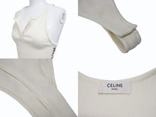 Load image into Gallery viewer, CELINE セリーヌ ボディスーツ トップス 2A08V372N ハーフジップ サイドロゴ コットンリブ アイボリー 美品 中古 4b004935