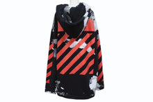 画像をギャラリービューアに読み込む, OFF-WHITE オフホワイト リキッド ペイント ジップアップ パーカー ブラック レッド コットン シルバー金具 サイズXL 美品 中古 4b004952