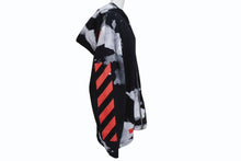 画像をギャラリービューアに読み込む, OFF-WHITE オフホワイト リキッド ペイント ジップアップ パーカー ブラック レッド コットン シルバー金具 サイズXL 美品 中古 4b004952