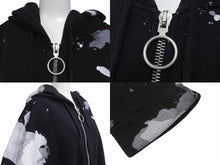 画像をギャラリービューアに読み込む, OFF-WHITE オフホワイト リキッド ペイント ジップアップ パーカー ブラック レッド コットン シルバー金具 サイズXL 美品 中古 4b004952