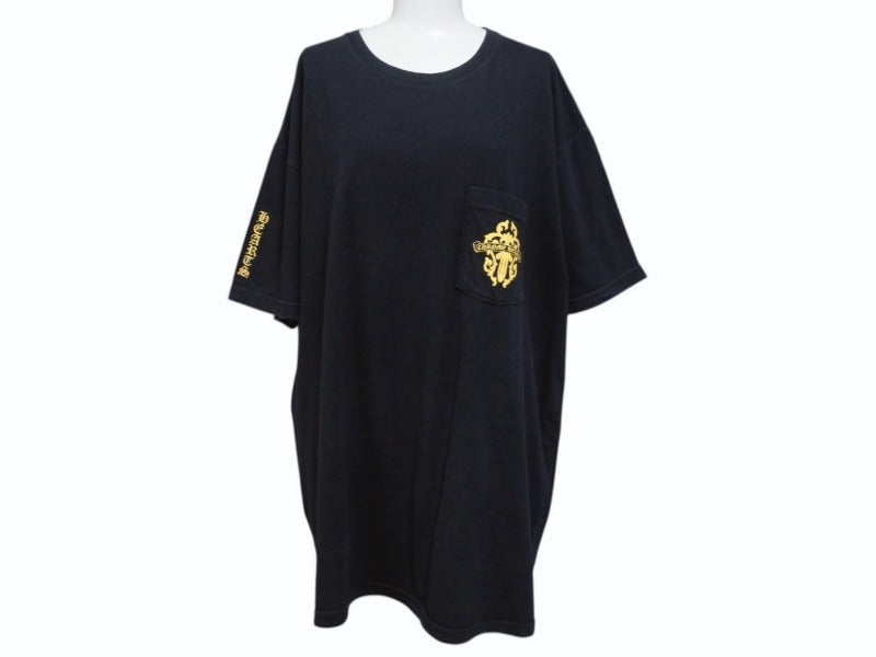CHROME HEARTS クロムハーツ ダガー 半袖Tシャツ サイズXXL スクロールラベル ロゴプリント ブラック イエロー 美品 中古 4b004959
