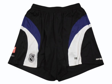 極美品 BALENCIAGA バレンシアガ 21AW HOCKEY SHORTS ホッケーショーツ 657106 ポリエステル ブラック ブルー ホワイト サイズM 中古 4b004961