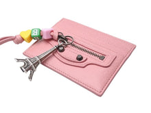 Load image into Gallery viewer, 新品同様 BALENCIAGA バレンシアガ Le City ルシティ パスケース カードホルダー チャーム付き 2000008574198 ラムスキン ピンク 中古 4b005002