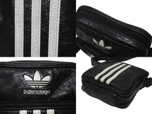Load image into Gallery viewer, BALENCIAGA × adidas バレンシアガ アディダス コラボ スモール クロスボディ ショルダーバッグ ブラック ラムスキン ロゴ 721850 美品 中古 4b005060