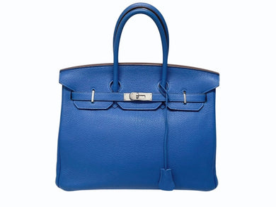 極美品 HERMES エルメス BIRKIN バーキン35 ミコノス シルバー金具 トリヨンクレマンス ハンドバッグ □O刻印 中古 4b005067