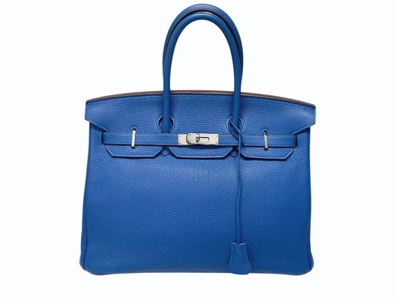 極美品 HERMES エルメス BIRKIN バーキン35 ミコノス シルバー金具 トリヨンクレマンス ハンドバッグ □O刻印 中古 4b005067