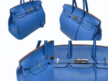 画像をギャラリービューアに読み込む, 極美品 HERMES エルメス BIRKIN バーキン35 ミコノス シルバー金具 トリヨンクレマンス ハンドバッグ □O刻印 中古 4b005067