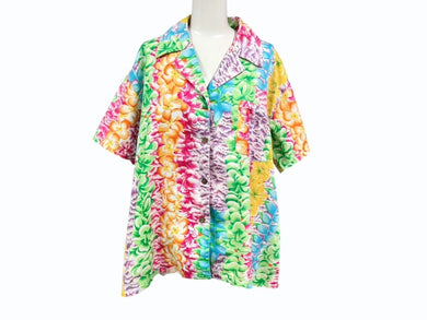 極美品 ISSEY MIYAKE イッセイミヤケ アロハシャツ オープンカラーシャツ RG12048 サイズ9 マルチカラー ココナッツボタン 花柄 中古 4b005082