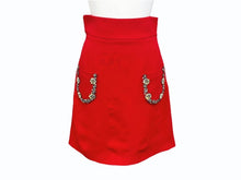 画像をギャラリービューアに読み込む, MIUMIU ミュウミュウ ビジューポケット フレアスカート MG518 サイズ36 レーヨン アセテート ラインストーン レッド 美品 中古 4b005087