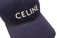 Load image into Gallery viewer, CELINE セリーヌ ベースボールキャップ ハット 帽子 2AUA1242N サイズM ネイビー ホワイト ロゴ刺繍 良品 中古 4b005090