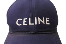 Load image into Gallery viewer, CELINE セリーヌ ベースボールキャップ ハット 帽子 2AUA1242N サイズM ネイビー ホワイト ロゴ刺繍 良品 中古 4b005090