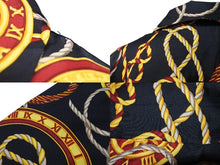 Load image into Gallery viewer, CELINE セリーヌ 長袖シャツ ヴィンテージ ゴールドチェーンプリント 総柄 シルク ブラック サイズ36 美品 中古 4b005091