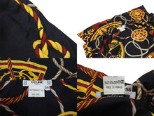 Load image into Gallery viewer, CELINE セリーヌ 長袖シャツ ヴィンテージ ゴールドチェーンプリント 総柄 シルク ブラック サイズ36 美品 中古 4b005091