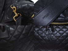 Load image into Gallery viewer, 新品同様 SAINT LAURENT サンローラン YSLロゴ ジャイアントトラベルバッグ キルティング レザー ブラック ゴールド金具 中古 4b005111