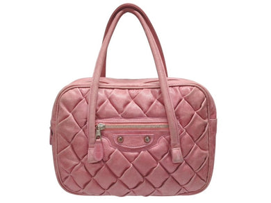 BALENCIAGA バレンシアガ ザ マトラッセ ハンドバッグ キルティング 182089 502752 ゴートスキン ピンク シルバー金具 良品 中古 4b005124