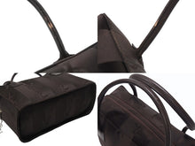 画像をギャラリービューアに読み込む, YVES SAINT LAURENT イヴサンローラン オールド ハンドバッグ 総ロゴ柄 ナイロン ブラック ブラウン シルバー金具 美品 中古 4b005132