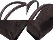 画像をギャラリービューアに読み込む, YVES SAINT LAURENT イヴサンローラン オールド ハンドバッグ 総ロゴ柄 ナイロン ブラック ブラウン シルバー金具 美品 中古 4b005132