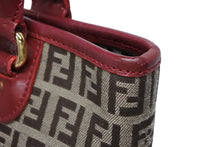 画像をギャラリービューアに読み込む, FENDI フェンディ ズッキーノ トートバッグ ハンドバッグ 8BH139 レザー キャンバス ベージュ レッド ゴールド金具 美品 中古 4b005139