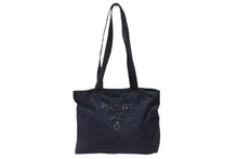 画像をギャラリービューアに読み込む, PRADA プラダ トートバッグ ハンドバッグ ロゴ スパンコール イタリア製 ナイロン ネイビー 良品 中古 4b005149