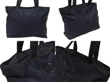 画像をギャラリービューアに読み込む, PRADA プラダ トートバッグ ハンドバッグ ロゴ スパンコール イタリア製 ナイロン ネイビー 良品 中古 4b005149