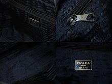 画像をギャラリービューアに読み込む, PRADA プラダ トートバッグ ハンドバッグ ロゴ スパンコール イタリア製 ナイロン ネイビー 良品 中古 4b005149