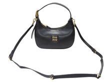 画像をギャラリービューアに読み込む, 極美品 MIUMIU ミュウミュウ ショルダーバッグ ハンドバッグ ホーボー 2way 5BC161 レザー ブラック ゴールド金具 中古 4b005170