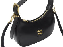 画像をギャラリービューアに読み込む, 極美品 MIUMIU ミュウミュウ ショルダーバッグ ハンドバッグ ホーボー 2way 5BC161 レザー ブラック ゴールド金具 中古 4b005170
