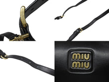画像をギャラリービューアに読み込む, 極美品 MIUMIU ミュウミュウ ショルダーバッグ ハンドバッグ ホーボー 2way 5BC161 レザー ブラック ゴールド金具 中古 4b005170