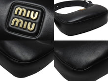画像をギャラリービューアに読み込む, 極美品 MIUMIU ミュウミュウ ショルダーバッグ ハンドバッグ ホーボー 2way 5BC161 レザー ブラック ゴールド金具 中古 4b005170