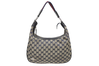 GUCCI グッチ ショルダーバッグ ワンショルダーバッグ 145757 002058 GGキャンバス レザー ベージュ ネイビー レッド 美品 中古 4b005171