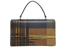 Load image into Gallery viewer, PRADA プラダ ハンドバッグ 1BA016 トップハンドル レザー ブラック ブラウン チェック柄 シルバー金具 美品 中古 4b005176