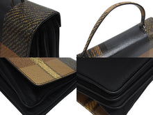 Load image into Gallery viewer, PRADA プラダ ハンドバッグ 1BA016 トップハンドル レザー ブラック ブラウン チェック柄 シルバー金具 美品 中古 4b005176