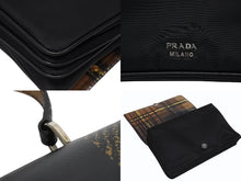 Load image into Gallery viewer, PRADA プラダ ハンドバッグ 1BA016 トップハンドル レザー ブラック ブラウン チェック柄 シルバー金具 美品 中古 4b005176
