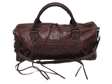 Load image into Gallery viewer, BALENCIAGA バレンシアガ ザ･ツィギー 2WAY ショルダーバッグ ボルドー レザー ハンドバッグ 旅行バッグ 128523 美品 中古 4b005177