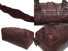 Load image into Gallery viewer, BALENCIAGA バレンシアガ ザ･ツィギー 2WAY ショルダーバッグ ボルドー レザー ハンドバッグ 旅行バッグ 128523 美品 中古 4b005177