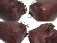 Load image into Gallery viewer, BALENCIAGA バレンシアガ ザ･ツィギー 2WAY ショルダーバッグ ボルドー レザー ハンドバッグ 旅行バッグ 128523 美品 中古 4b005177