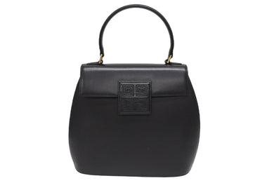 GIVENCHY ジバンシー レザー 初期 ケリー型 ハンドバッグ ブラック 黒 ゴールド金具 ロゴ ステッチ 手持ち 鞄 美品 中古 4b005178