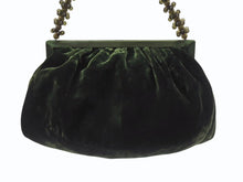 画像をギャラリービューアに読み込む, BOTTEGAVENETA ボッテガヴェネタ ハンドバッグ パーティーバッグ がま口 ベルベット グリーン 美品 中古 4b005180