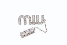 画像をギャラリービューアに読み込む, MIUMIU ミュウミュウ ピアス ぶら下がり 両耳 ラインストーン ブランドロゴ 5JO661 2DNC F0OKL 16.1g 美品 中古 4b005184