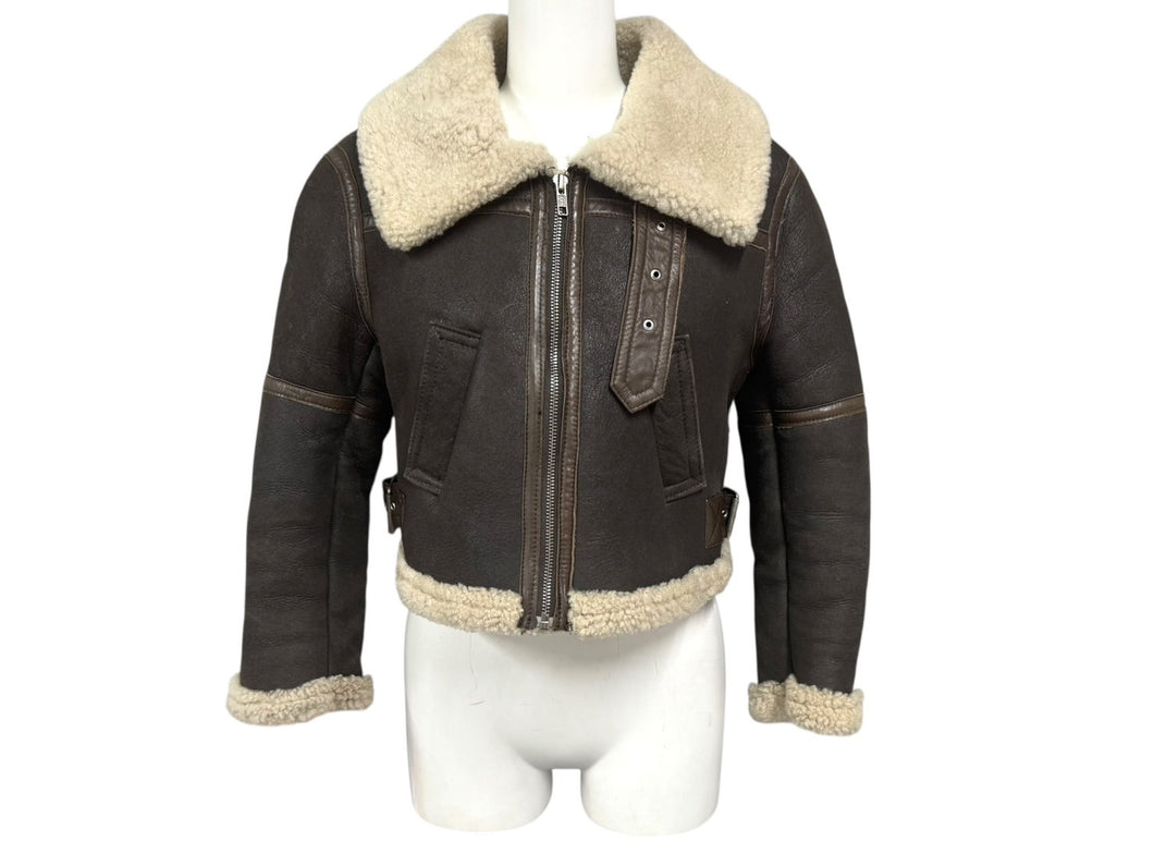 Jean Paul GAULTIER ジャンポールゴルチェ ムートンレザージャケット C772002 90 サイズ40 レディース ブラウン 美品 中古 4b005217