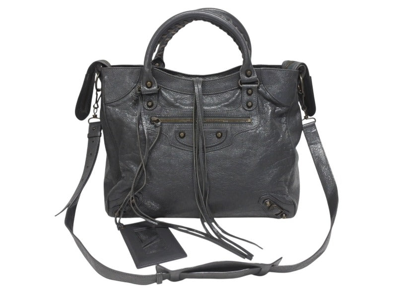 BALENCIAGA バレンシアガ クラシックヴェロ 2WAYバッグ ハンドバッグ ショルダーバッグ 235216 グレー 美品 中古 4b005230
