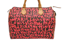 画像をギャラリービューアに読み込む, 極美品 LOUIS VUITTON ルイヴィトン モノグラム グラフィティ スピーディ30 ハンドバッグ M93704 ピンク PVC ヌメ革 中古 4b005232