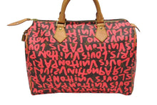 画像をギャラリービューアに読み込む, 極美品 LOUIS VUITTON ルイヴィトン モノグラム グラフィティ スピーディ30 ハンドバッグ M93704 ピンク PVC ヌメ革 中古 4b005232