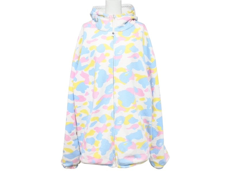 A BATHING APE アベイシングエイプ 初期 NIGO本人期 Cotton Candy Camo Zip Jacket マルチカモ リバーシブル ジャケット サイズXL 美品 中古 4b005285