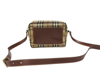 極美品 BURBERRY バーバリー ショルダーバッグ ノバチェック ベージュ ブラウン PVC ゴールド金具 中古 4b005298