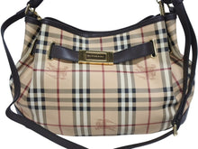 画像をギャラリービューアに読み込む, BURBERRY バーバリー ノバチェック 2WAY ハンドバッグ ベージュ ブラウン PVC レザー ショルダー 3742238 ゴールド金具 美品 中古 4b005299